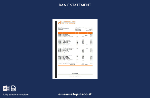 Modello Excel di dichiarazione della Georgia Bank of Georgia in stile verificato